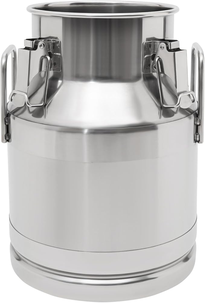 201 Food-Grade Stainless Steel Ice Bucket with Lid, 10L/2.64Gal Good Sealing Storage Canister Milk Bucket Milk Can for Coffee, Tea, Water, Milk, Soup-CasaMuseHome