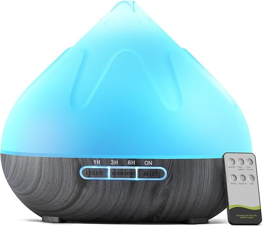 500ML Essential Oil Diffuser: Aroma Diffuser with Remote Control for Hotel Spa Yoga Room Humidifier with 14 Colors LED Night Light for Bedroom Home Relaxation, Black-CasaMuseHome