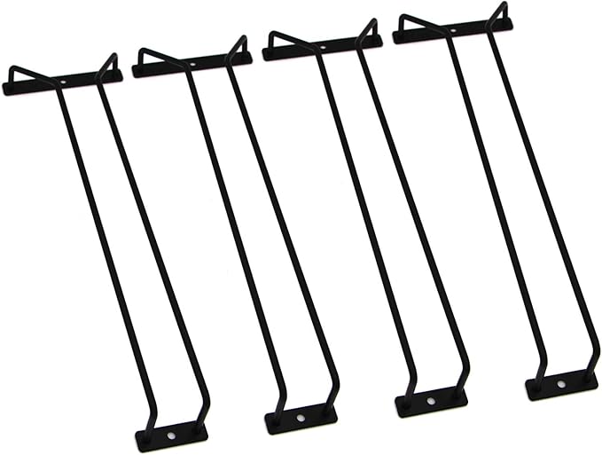 14-Inch Black Wine Glass Rack, Under Cabinet Wine Glass Holder Stainless Steel Stemware Rack - Hanging Stemware Holder for Cabinet Kitchen Bar, Set of 4-CasaMuseHome