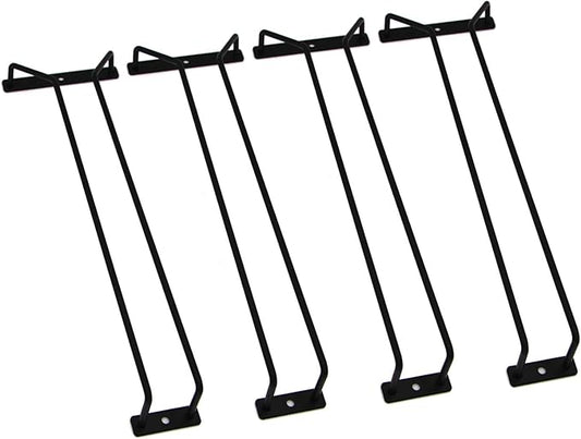 14-Inch Black Wine Glass Rack, Under Cabinet Wine Glass Holder Stainless Steel Stemware Rack - Hanging Stemware Holder for Cabinet Kitchen Bar, Set of 4-CasaMuseHome