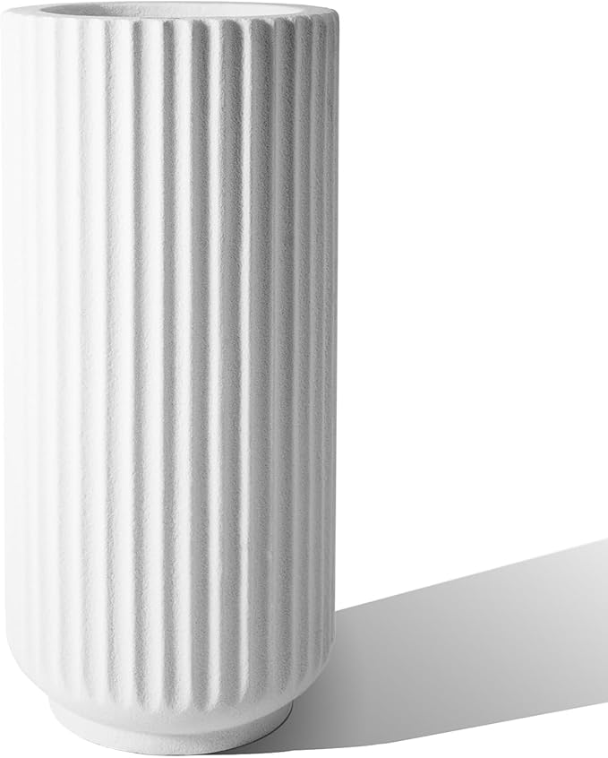 31.5 Inch Tall Roman Column Concrete Planter（14.2Dx31.5H，36 Pounds）,Durable All-Weather Use with Drainage Holes,Large Tall Round Planter for Outdoor Indoor Plants-CasaMuseHome