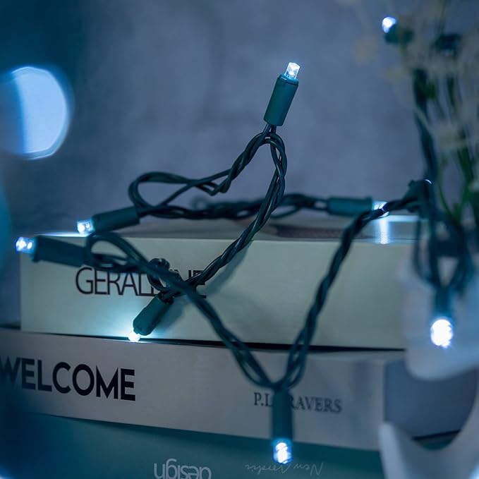 200 Count Cool White Wide Angle LED Christmas Lights, 66 ft Green Wire UL Certified Commercial Grade 5mm Holiday String Light Set (Cool White)-CasaMuseHome