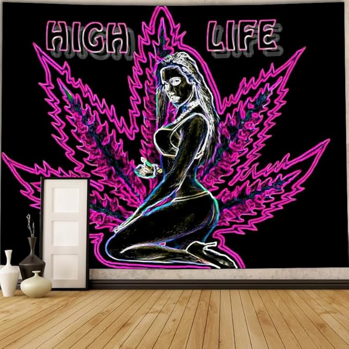 ADDWel Blacklight Tapestry for Bedroom, Tapestry Glow In The Dark, UV Reactive Black Light Posters Wall Hanging for Bedroom Dorm Living Room Backdrop Decor-CasaMuseHome