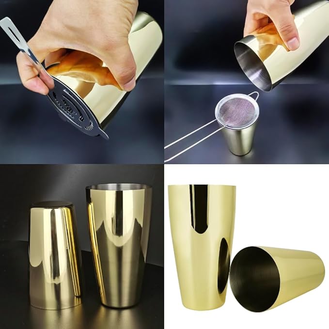 22-Piece Cocktail Shaker Set, 25/20oz Bartender Kit, Bartending Stainless Steel Bar Tools Sets for Drink Mixing, Boston Cocktail Shakers with Stand Recipes Booklet (Rose Copper-25-20oz)-CasaMuseHome