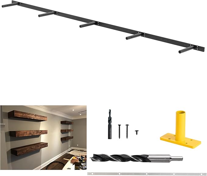 69 inches, Heavy-Duty Floating Shelf Bracket, Hidden Shelf Bracket for Fireplace Shelves, Installed on Studs, max Load of 210 pounds, Hidden Bracket for Shelves， 69 inches, (with Ease kit)-CasaMuseHome