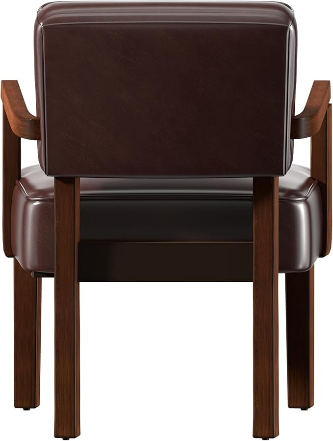 Accent Chair, PU Leather Living Room Chairs Oversized with Soft Seat and Armrests, Armchair for Bedroom, Dinning, Reading, Waiting Rooms (Leather Cherry)-CasaMuseHome