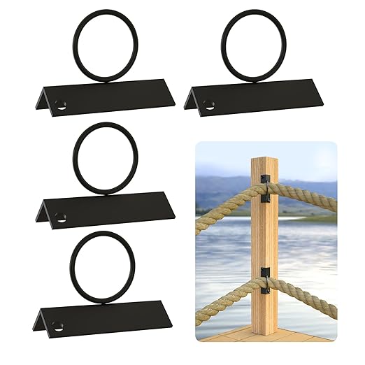 4Pack 2inch Rope Support Holder for Corner Post Drop Ring Brackets Stainless Steel Decorative for Hemp Rope Fencing Stair Deck Railing Ceiling Hook-CasaMuseHome