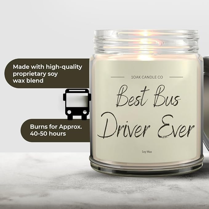 1OAK Vanilla Candle - Thank You Bus Driver Gifts for Women, Men - Bus Driver Appreciation & Retirement Gifts-CasaMuseHome