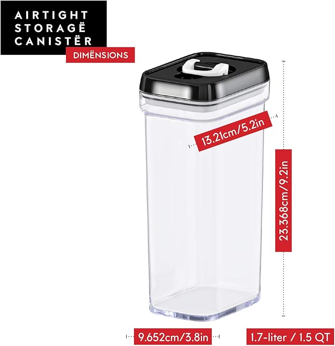 DWËLLZA KITCHEN Airtight Food Storage Containers with Lids – 4 Piece Set Air Tight Kitchen Storage Containers Clear Pantry Organization and Storage Set BPA-Free - Keeps your Food Fresh & Dry-CasaMuseHome