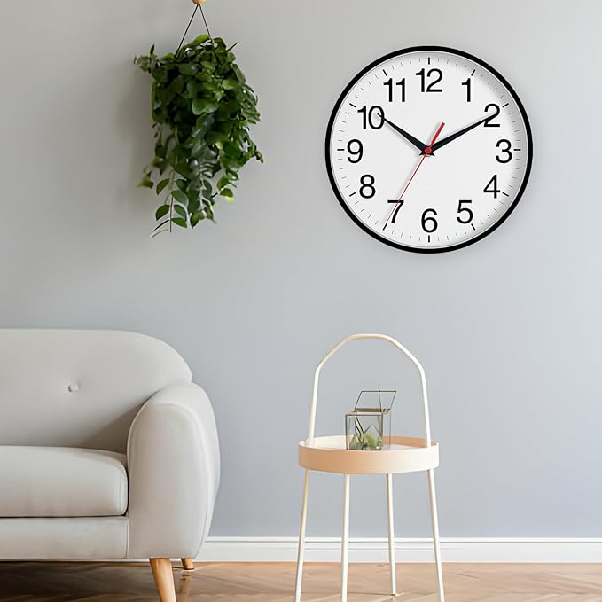 16 Inch Wall Clock, Large Wall Clocks Battery Operated, Big Silent Non-Ticking Analog Clock Decorative for Living Room, Office, Kitchen, Outdoor,Classroom, Bedroom, Bathroom, School(Black)-CasaMuseHome