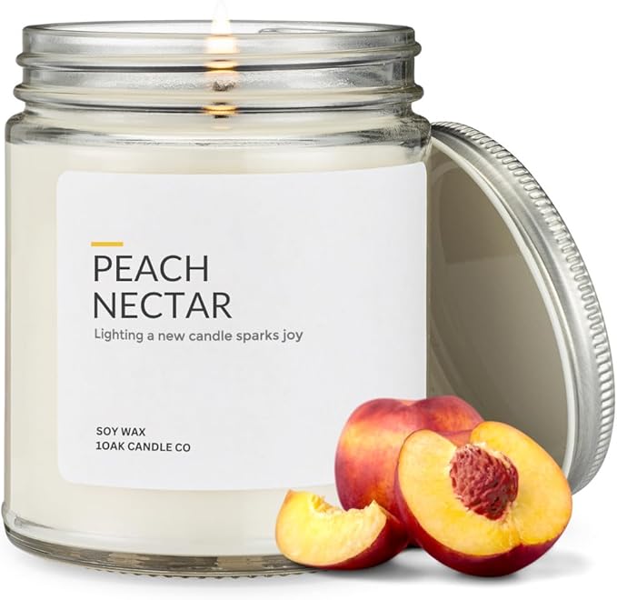 1OAK Soy Wax Scented Candles (Peach Nectar) - Long Burning Premium Hand-Poured (7oz.)-CasaMuseHome
