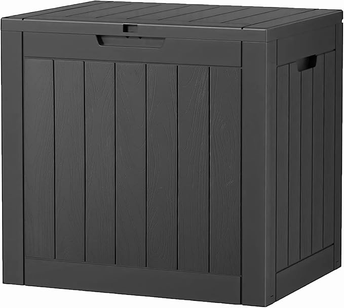 32 Gallon Deck Box Lockable Resin Indoor Outdoor Storage Box waterproof Outdoor Container for Patio Furniture, Pool Accessories, Cushions, Garden Tools, Sports Equipment-CasaMuseHome
