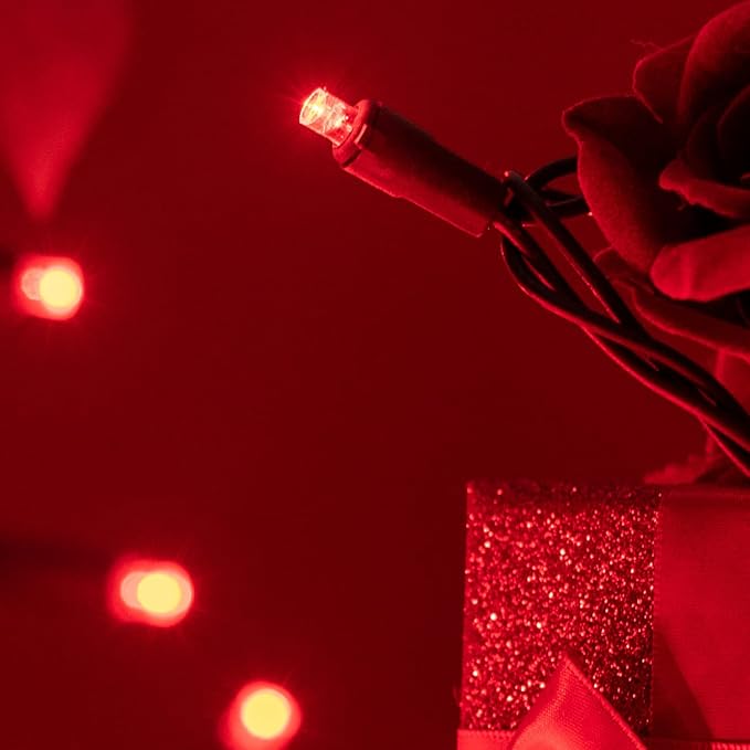 200 Count Red Wide Angle LED Christmas Lights, 66 ft Green Wire UL Certified Commercial Grade 5mm Holiday String Light Set (Red)-CasaMuseHome