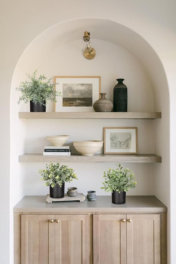 3 Pack Small Fake Plants for Shelf Decor Accents with Plastic Black Pot Artificial Potted Plants for Rustic Farmhouse Decor Faux Plants Indoor Fake Potted Plants Artificial for Home Office Decor-CasaMuseHome