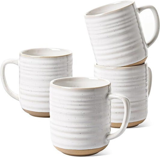 LE TAUCI Coffee Mugs 12 oz, Ceramic Mug Set, Housewarming Wedding Present, Coffee Cups for Latte, Hot Tea, Cappuccino, Mocha, Cocoa - Set of 4, Arctic White-CasaMuseHome