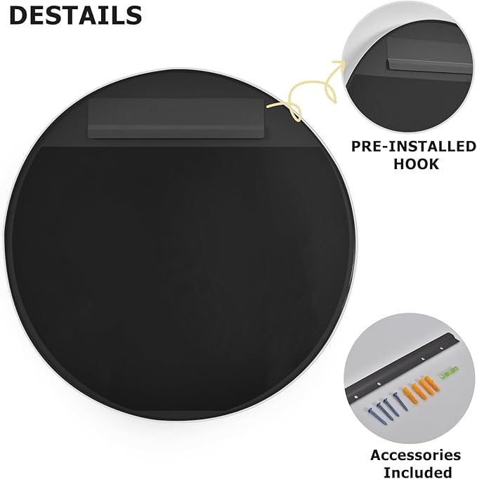 30 Inch Round Bathroom Mirror - Wall Mounted Circle Mirror with Metal Frame, Modern Mirror Suitable for Bathroom, Vanity, Entryway, Living Room, Wall Decor,Silver-CasaMuseHome