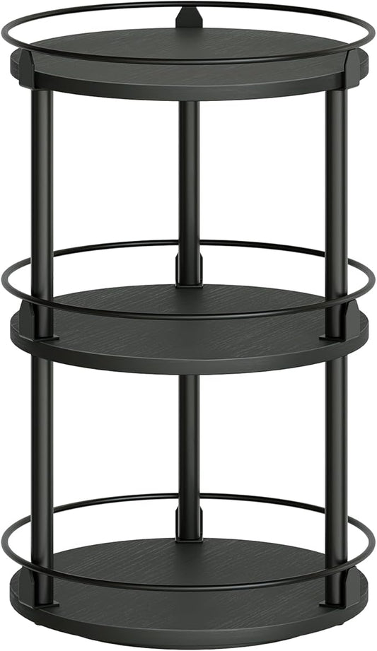 3-Tier Lazy Susan Organizer, Rotating Spice Rack, Spinning Organizer, Industrial Turntable Spice Rack Organizer for Cabinet, Kitchen Countertop, Pantry, Black SR23BK-CasaMuseHome