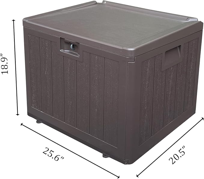 33 Gallon Pro Outdoor Storage Box Waterproof Lockable Resin Deck Box Large, Patio Storage Bin for Pool Accessories Cushion Furniture, Garden Tools, UV-Resistant Outside Delivery Brown-CasaMuseHome