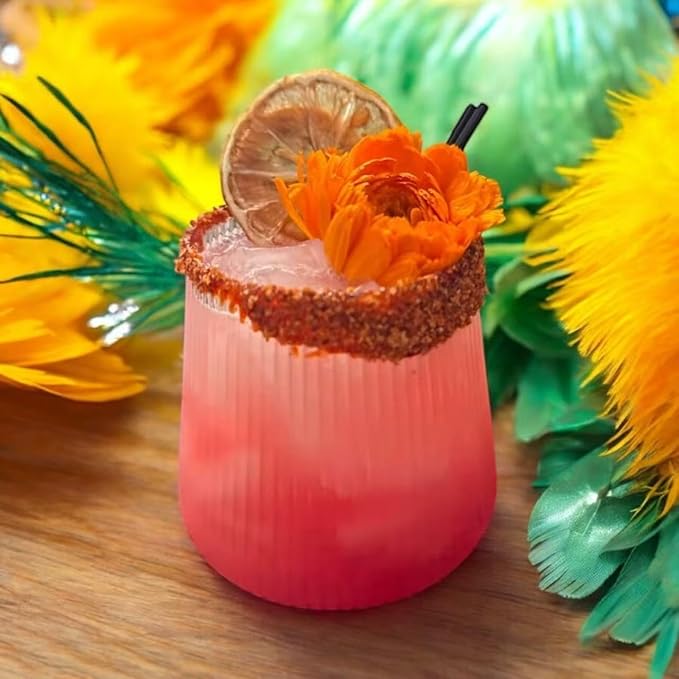 24 Pack Ribbed Origami Ripple Plastic Glasses, 12-9 Ounce Stemless Champagne Flutes & 12-12 Ounce Cups, BPA-Free Disposable Shatterproof Toasting Glasses for Weddings, Bars, and Events (Gold Rim)-CasaMuseHome