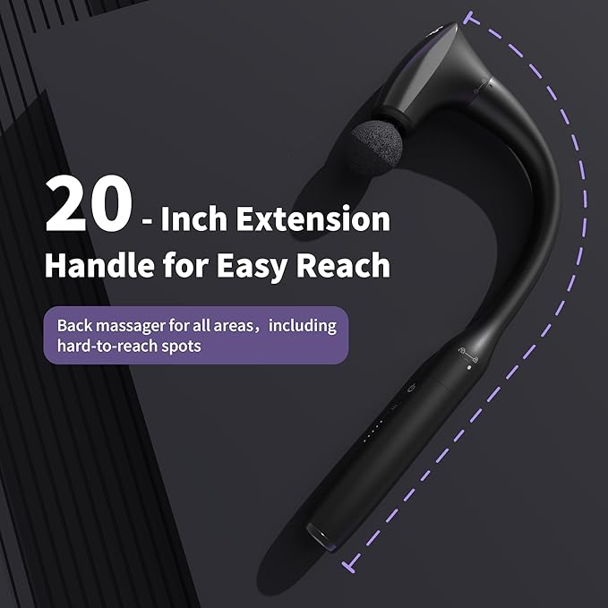 2-in-1 Detachable Muscle Massage Gun Deep Tissue with 20'' Extension Handle, Back and Neck Massager for Pain Relief, Handheld Massager for Shoulder Lower Back Leg Waist, FSA-HSA Eligible-CasaMuseHome