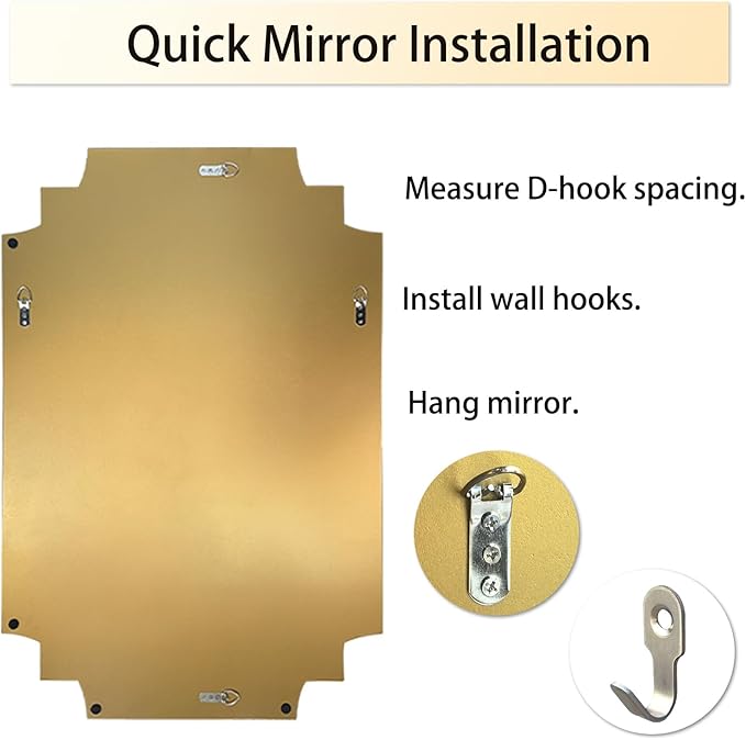 30x20 Inch Gold Bathroom Mirror, Wooden Frame with Scalloped Polished Beveled Glass, Modern Art Wall Decor for Vanity, Irregular Rectangle Mirror for Bedroom, Living Room, Fireplace & Entryway-CasaMuseHome