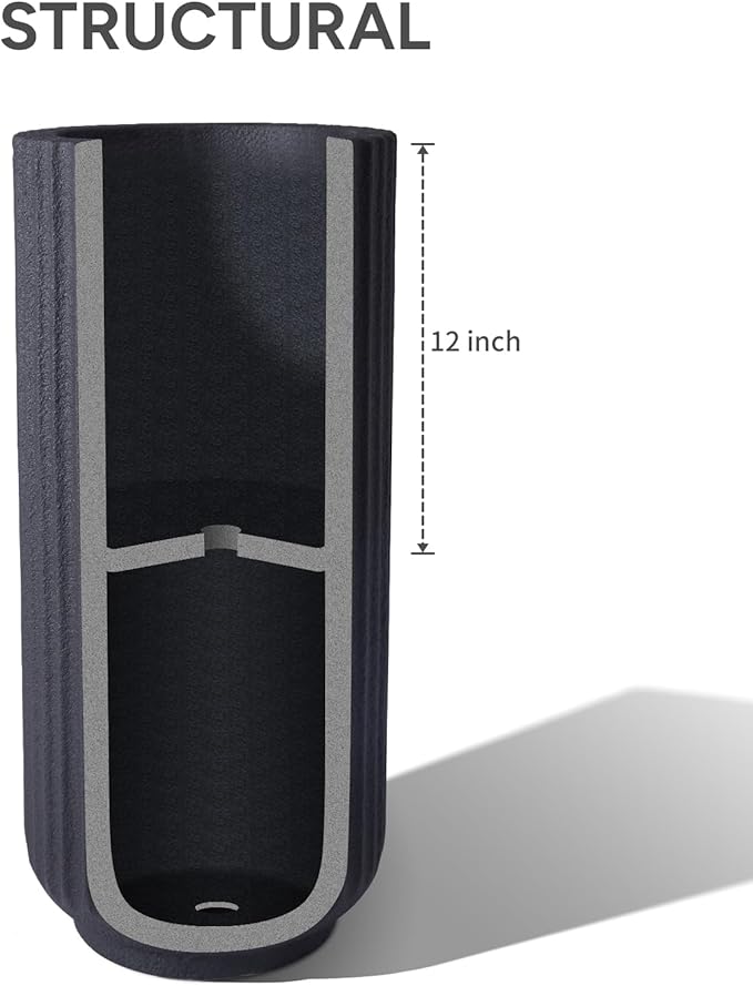 31.5 Inch Tall Roman Column Concrete Planter（14.2Dx31.5H，36 Pounds）,Durable All-Weather Use with Drainage Holes,Large Tall Round Planter for Outdoor Indoor Plants-CasaMuseHome