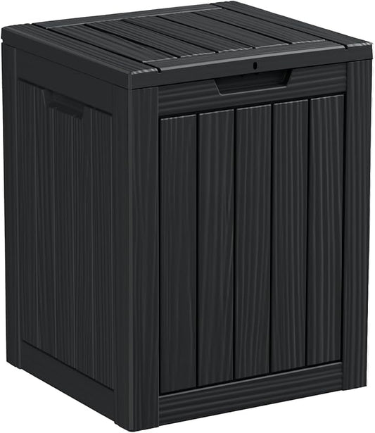28 Gallon Deck Box Large Outdoor Storage for Patio Furniture,Outdoor Cushions,Garden Tools and Pool Supplies,Waterproof,Resin,Lockable(Black)-CasaMuseHome