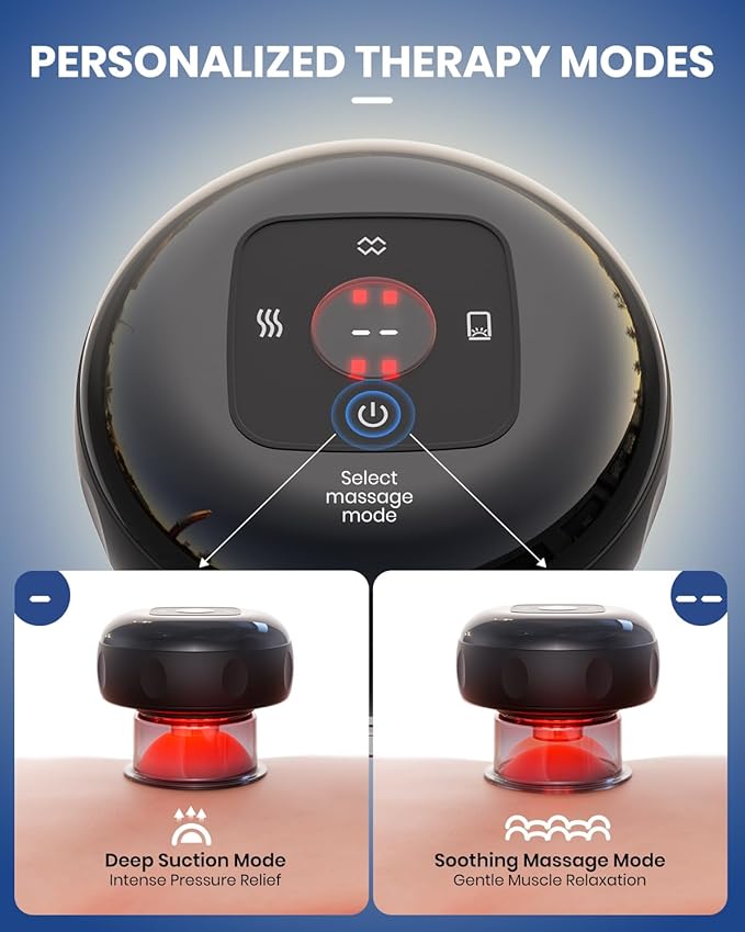 5-in-1 Electric Cupping Kit for Massage Therapy with Red Light Therapy - 24 Levels of Adjustable Suction & Heat, Portable Cupping Therapy Set for Back Pain Relief & Neck Muscle Soreness-CasaMuseHome