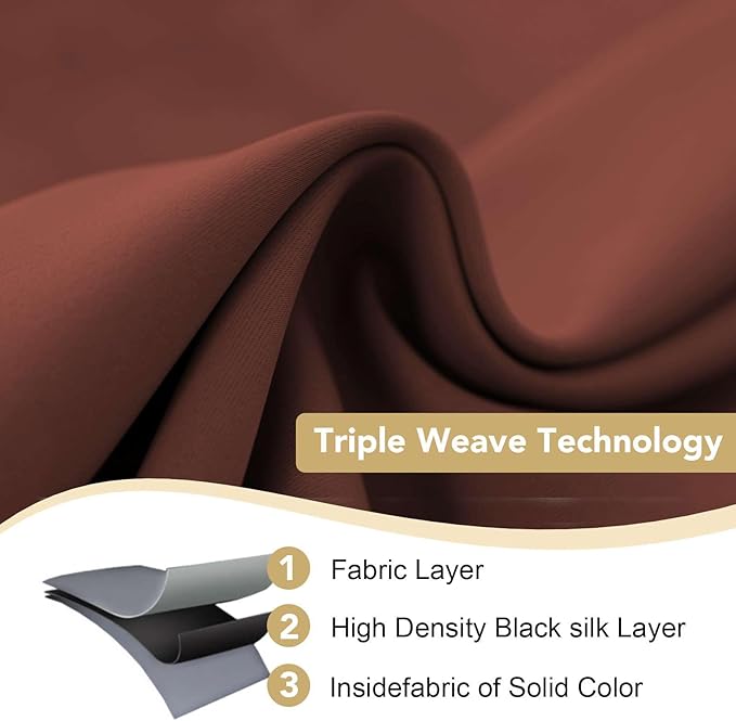 H.VERSAILTEX Thermal Insulated Blackout Window Panels Microfiber Formaldehyde-Free Kids Curtains for Holiday Season Home Decoration,Grommet Top,52 by 96 - Inch - Rust - Set of 2-CasaMuseHome