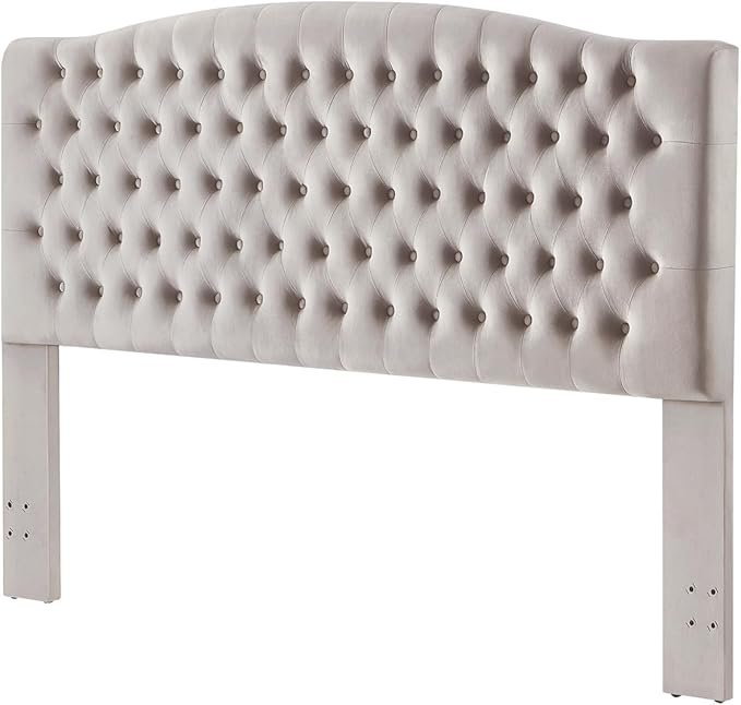 24KF Upholstered Tufted Button Velvet Headboard,Comfortable Fashional Headboard King/CA King Size,Taupe-CasaMuseHome
