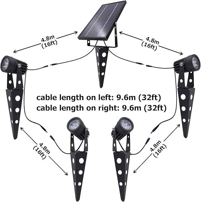 4-Spotlight Mini 50X Solar-Powered LED Spotlight (Cool White LED), Black Finish, Outdoor Garden Yard Landscape Downlight-CasaMuseHome