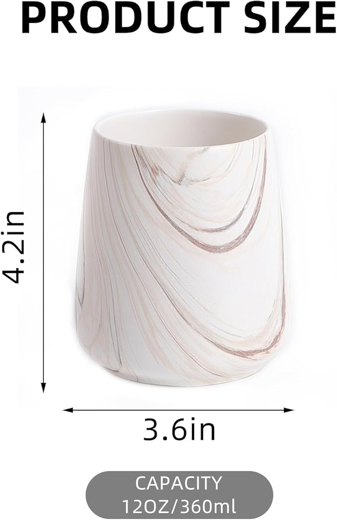 2Pcs Toothbrush Holder for Bathroom - Marble Brown Ceramic Tooth Brushing Holders Set, Toothbrush Cup & Toothpaste Organizer for Bathroom Countertop, Makeup Brush Holder, Pen Holder for Home Storage-CasaMuseHome