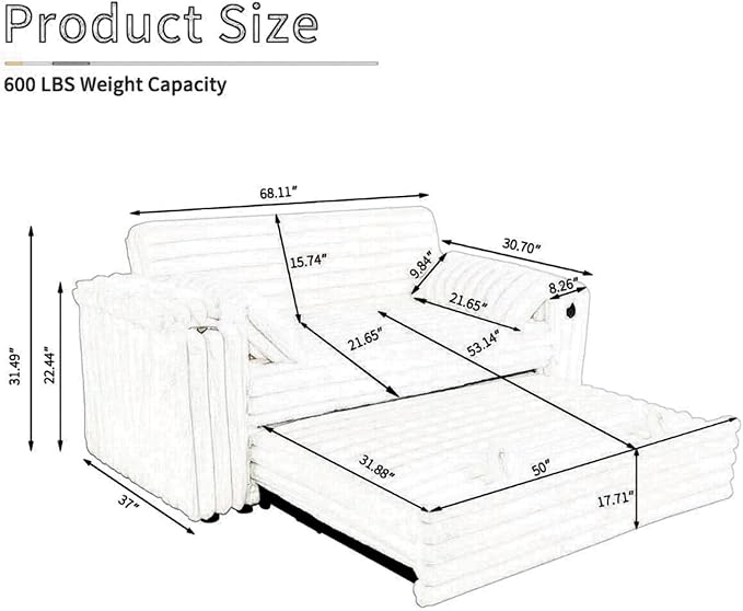 57-Inch Velvet Full Size Sleeper Sofa Couch with Pullout Bed,Convertible Pull Out with Golden Decorative Strip and Adjustable Backrest for Small Spaces,Apartment, Guest Room, RV (1109Black)-CasaMuseHome