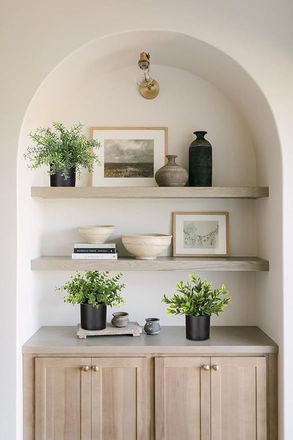 3 Pack Small Fake Plants for Shelf Decor Accents with Plastic Pot Artificial Potted Plants for Rustic Farmhouse Decor Faux Plants Indoor Fake Potted Plants Artificial for Home Office Bookshelf Decor-CasaMuseHome