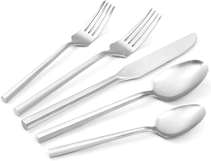 20 Piece Stainless Steel Silverware Set, Handle Flatware, Modern Matte Finish Cutlery Set, Service for 4, Dishwasher Safe-CasaMuseHome
