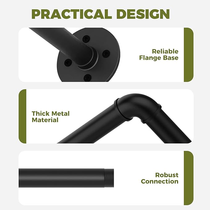 2Pc Hanging Planters for Indoor Plants Plant Hanger Indoor Hanging Plant Holder Black Metal Rod(Pot/Chain/Plant not Included-CasaMuseHome