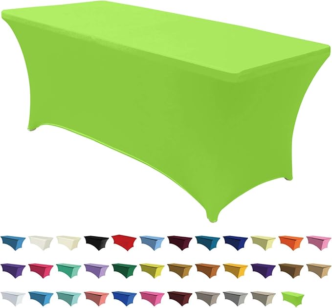ABCCANOPY 6 FT Spandex Table Cover Stretch Fitted Wrinkle Resistant Tablecloth Reuse for Rectangular Folding Table Patry Event Wedding Banquet Protector Apple Green-CasaMuseHome