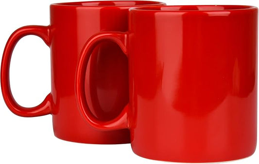 30oz Super Large Ceramic Coffee Mugs Large Handles Set of 2 (Red)-CasaMuseHome