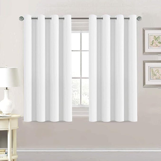 H.VERSAILTEX Thermal Insulated Room Darkening White Curtains for Bedroom/Living Room - Classic Grommet Top (2 Panels, 52 Inch by 54 Inch)-CasaMuseHome