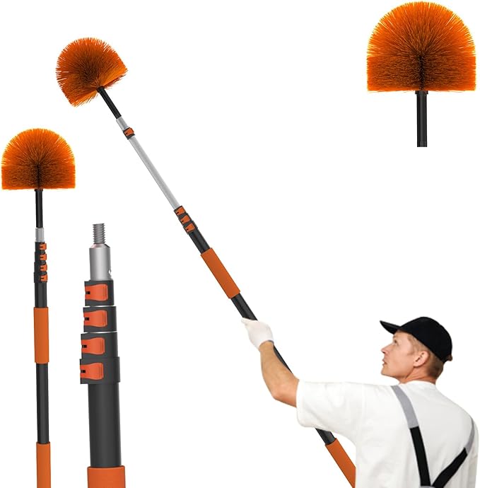 30FT (36FT Reach) Cobweb Duster with Extension Pole, Spider Web Brush for Cleaning Extendable, Professional Ceiling and Corner Dusters for Outdoor Indoor Use-CasaMuseHome