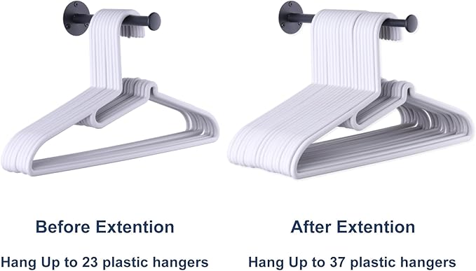 4 Pack Retractable Hanger Holder for Laundry Room, Wall Mount Organizer Rack for Lightweight Clothes, Space Saving Laundry Hook Rod, Keep Empty Hangers Handy, Black-CasaMuseHome