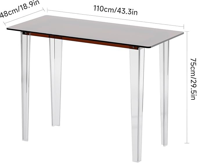 Acrylic Desk, Modern Study Table for Home Office - Extended Surface Multi-Purpose Console & Entryway Table, Sturdy Lightweight Design (42.5-inch, Yellowtea)-CasaMuseHome