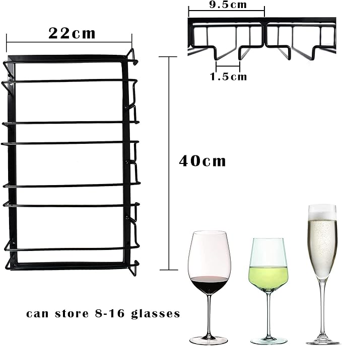 4 Rows Wine Glass Rack Under Cabinet Hanging Stemware Wine Glass Holder Under Shelf Wire Wine Glasses Racks Hanger for Bar, Kitchen (1, 4 Rows)-CasaMuseHome