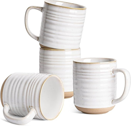 LE TAUCI Coffee Mugs 15 oz,Ceramic Mug Set, Coffee Cups for Latte, Hot Tea, Cappuccino, Mocha, Cocoa, Dishwasher Safe, Suit For Housewarming Wedding- 3.5 inch, Set of 4, Arctic White-CasaMuseHome