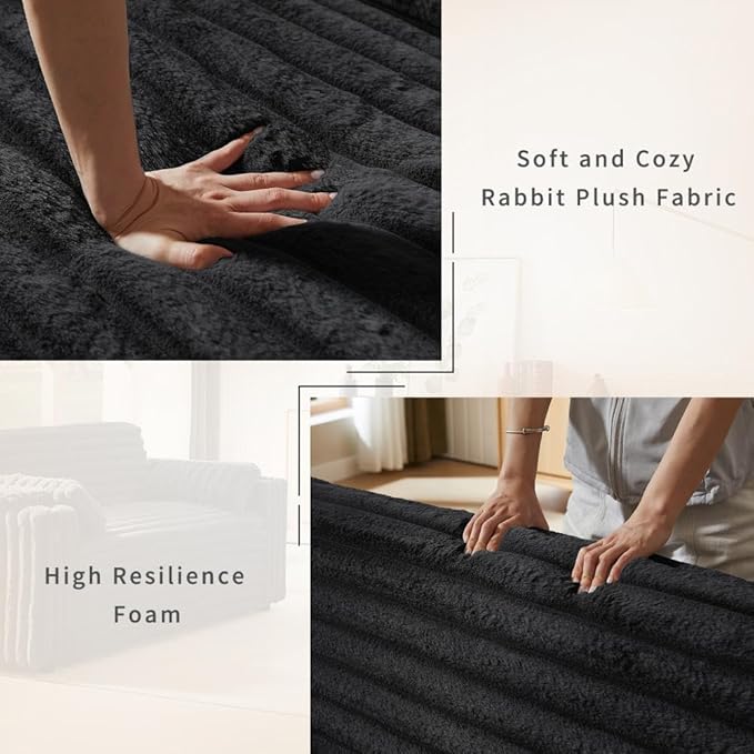 68.11" Corduroy Convertible Sofa Bed with USB Charging Port, Foldable Sleeper Chair with Pillows & Armrests, 3-in-1 Floor Couch for Living Room, Bedroom, Guest Room – Black-CasaMuseHome