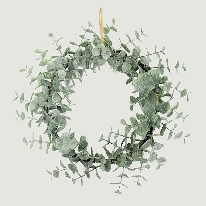 18Pcs Faux Eucalyptus Stems, 15" Artificial Eucalyptus Plants with White Frosted Coating, Fake Eucalyptus Decor Plastic Greenery Leaves for Wedding Bouquets Home Decor DIY Floral Arrangements-CasaMuseHome