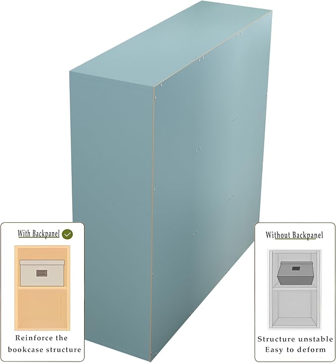 9-Cube Storage Shelf Bookcase - Wooden 3-Tier Floor Standing Open Bookshelf for Home and Office, Display Cabinet, Light Blue-CasaMuseHome