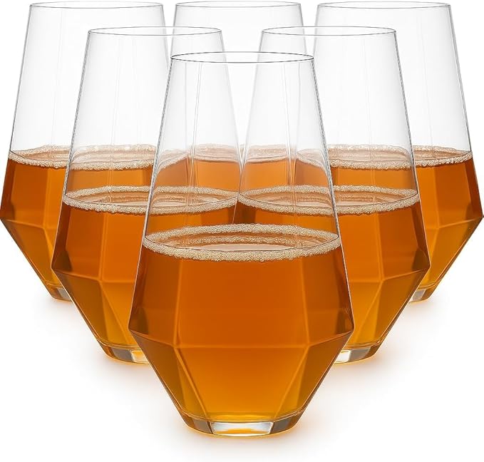 48 Pack Diamond Unbreakable Stemless Plastic Wine Stemless Toasting coacktail Glasses, Durable 9 Oz BPA-Free Disposable Champagne Flutes for Weddings, Bars, Events, and Celebrations (Clear)-CasaMuseHome