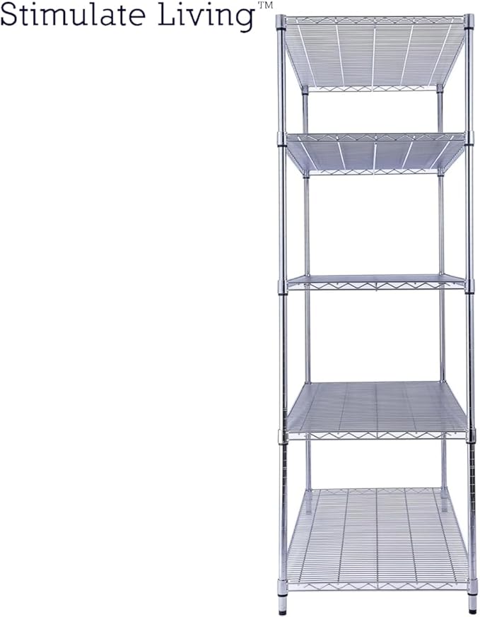 48"x24"x72" Prime Heavy Duty Chrome 5-Tier Steel Wire Shelving NSF 4000 LBS MAX Capacity Storage Rack for Commercial, School, Home, Garage, Warehouse, Industrial, and Hospital Uses (with Wheels)-CasaMuseHome