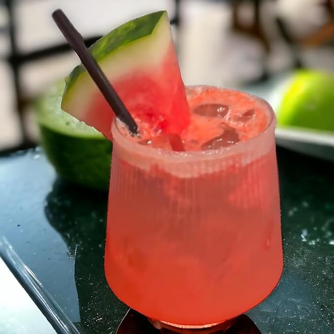 24 Pack Ribbed Origami Ripple Plastic Glasses, 12-9 Ounce Stemless Champagne Flutes & 12-12 Ounce Cups, BPA-Free Disposable Shatterproof Toasting Glasses for Weddings, Bars, and Events (Clear)-CasaMuseHome